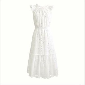 J CREW white eyelet midi dress, size 2